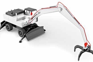  Excavator scale with the weighing electronics in the driver cabin and the measuring element at the grapple 