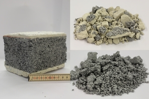  6 Test object (left), non-digested composite (top right), EPS product (bottom right)  