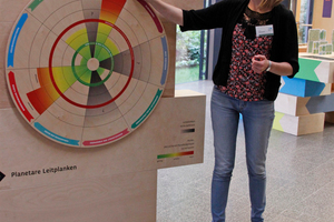  Exhibition in the DBU Center for Environmental Communication – Birte Kahmann, DBU Center for Environmental Communication, explains the importance of planetary boundaries 