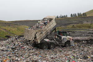  The TA300 articulated hauler was customized and fitted with a high capacity waste body 