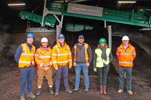  In good cooperation the new composting line was built: from left Cameron Lewis, General Manager, The Woodhorn Group; Martyn Dewey, Area Sales Manager, Hanlon-Komptech Great Britain, Morgan Davies, Waste Recycling Manager, The Woodhorn Group; Raimonds Mamonovs, Tangmere Site Operations Manager, The Woodhorn Group; Linda Dirickx, Area Sales Manager, Komptech; Tommy Flinn, Area Sales Manager Hanlon-Komptech Great Britain  