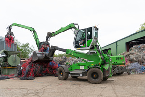  SENNEBOGEN machines working together to sort cables 