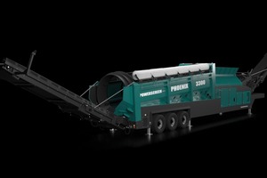  Radmobile Version der Powerscreen Phoenix 3300 Trommelsiebanlage  