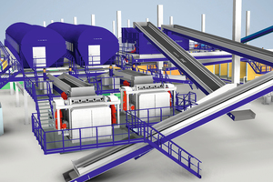  Zeichnung der geplanten mechanischen Sortieranlage von STADLER. Die Anlage im Abfallwirtschaftsbetrieb von Jaboatão dos Guararapes wird die größte, jemals in Brasilien gebaute mechanische Sortieranlage sein 