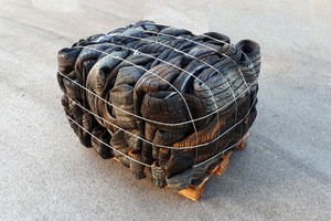  Waste tires pressed into bales 