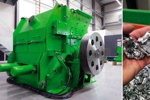  After crushing with the hammer mill, the output fractions are only about 70 mm in size, so that the material can be easily transported and later remelted 