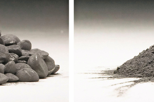  Screen classifying cutter downsizes tungsten heavy alloy scrap (2.5 times the density of steel) into powder for reuse in the compaction process 