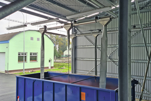  Container filling of sewage sludge granulate with Wessjohann rope conveyor system in Ostrava, Czech Republic 