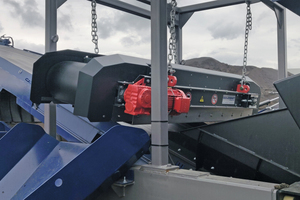 Modular overband magnet for mobile recycling systems - recovery