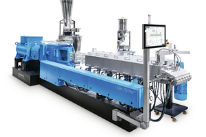  The ZSK 70 Mc18 twin screw extruder that Coperion is presenting at K 2022 has a 70 mm screw diameter and is equipped with numerous features that improve handling and enable increased efficiency in compounding and ­recycling 