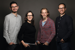  Von links: Florian Mikl, CTO, Raphaela Egger, Design Lead, Boris Rauter, R&amp;D Machines and Moulds, Sören Lex, CEO  