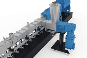 The new ZS-B MEGAfeed side feeder from Coperion significantly increases fiber and flake feed rate into the ZSK twin screw extruder, making many plastics recycling processes markedly more economical, and making some possible that had not been before 