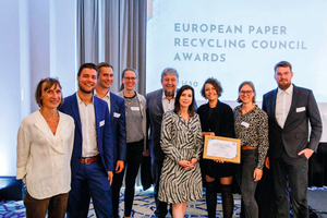  Die Forschenden von EnEWA erhielten 2022 den Europäischen Papierrecyclingpreis vom European Paper Recycling Council in Brüssel  