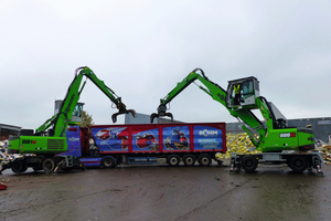  Der Sennebogen 826G und 821E von Sennebogen auf dem Böhm Gewerbehof 