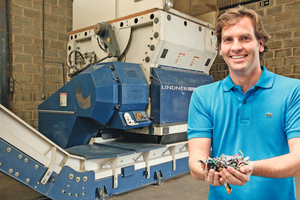  Fábio Kühl, founder and CEO of Grupo Ecological in front of the Lindner Micromat 1500:“The Micromat series shredders are a key component of our line and offer impressively high and consistent throughput. Throughout the years Lindner has been, and continues to be, a reliable partner on our path to success.” 