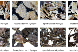  Waste wood and resulting pyrolysis charcoal in comparison  