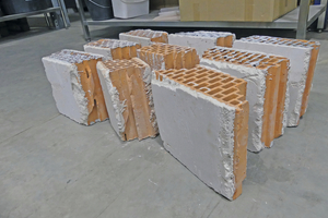  Lightweight vertically perforated bricks, unfilled, with gypsum plaster and pure fraction for brick reuse  