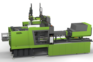  Compact solution for resource-efficient manufacturing: At K 2025, the all-electric ENGEL e-mac 220 processes 100 % post-consumer recyclate in a fully automated and precisely foamed operation on a minimal footprint 
