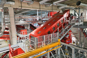  Around 200 000 t of household waste are processed at the plant each year. Classification using four screening machines forms the basis for downstream sorting 
