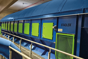  View of one of the three newly installed STADLER trommel screens 